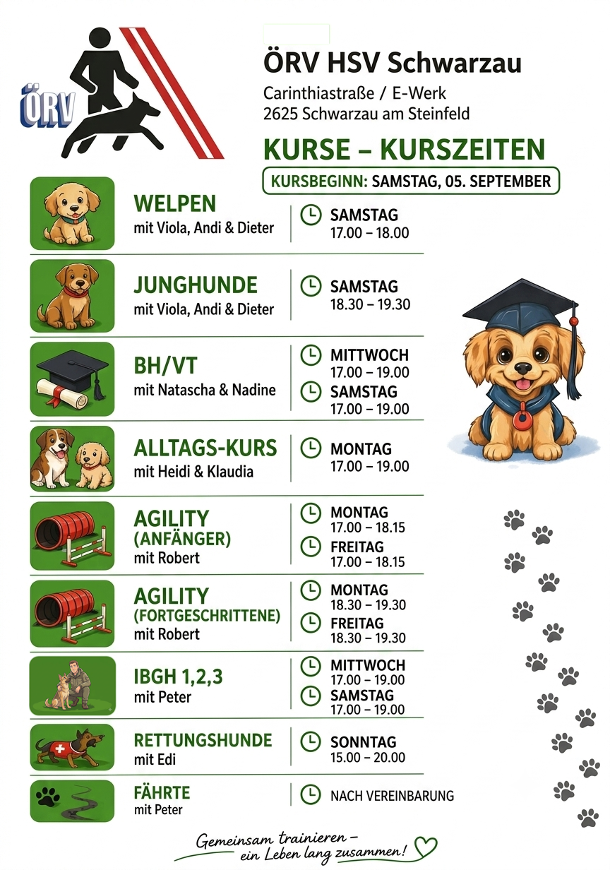 Neue Kurszeiten